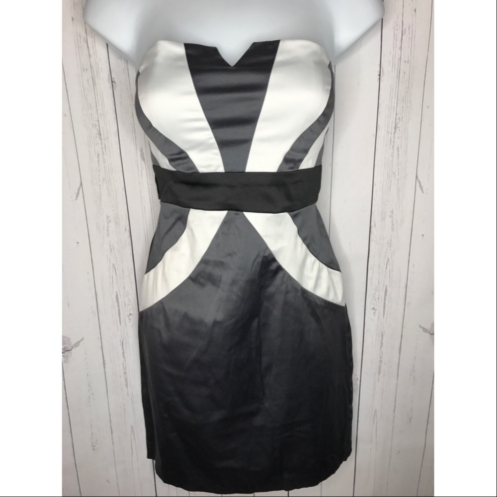 Vintage Y2K City Triangles Strapless Dress Juniors Size 5 Gray Party Cocktail